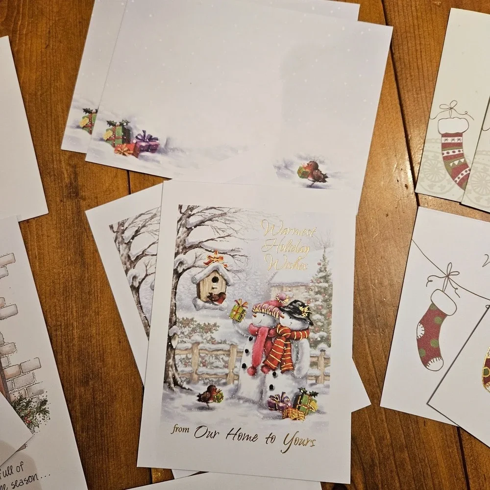 Vintage Christmas Greeting Card Lot (8)‎ Religious Nativity Glitter w/ Envelopes